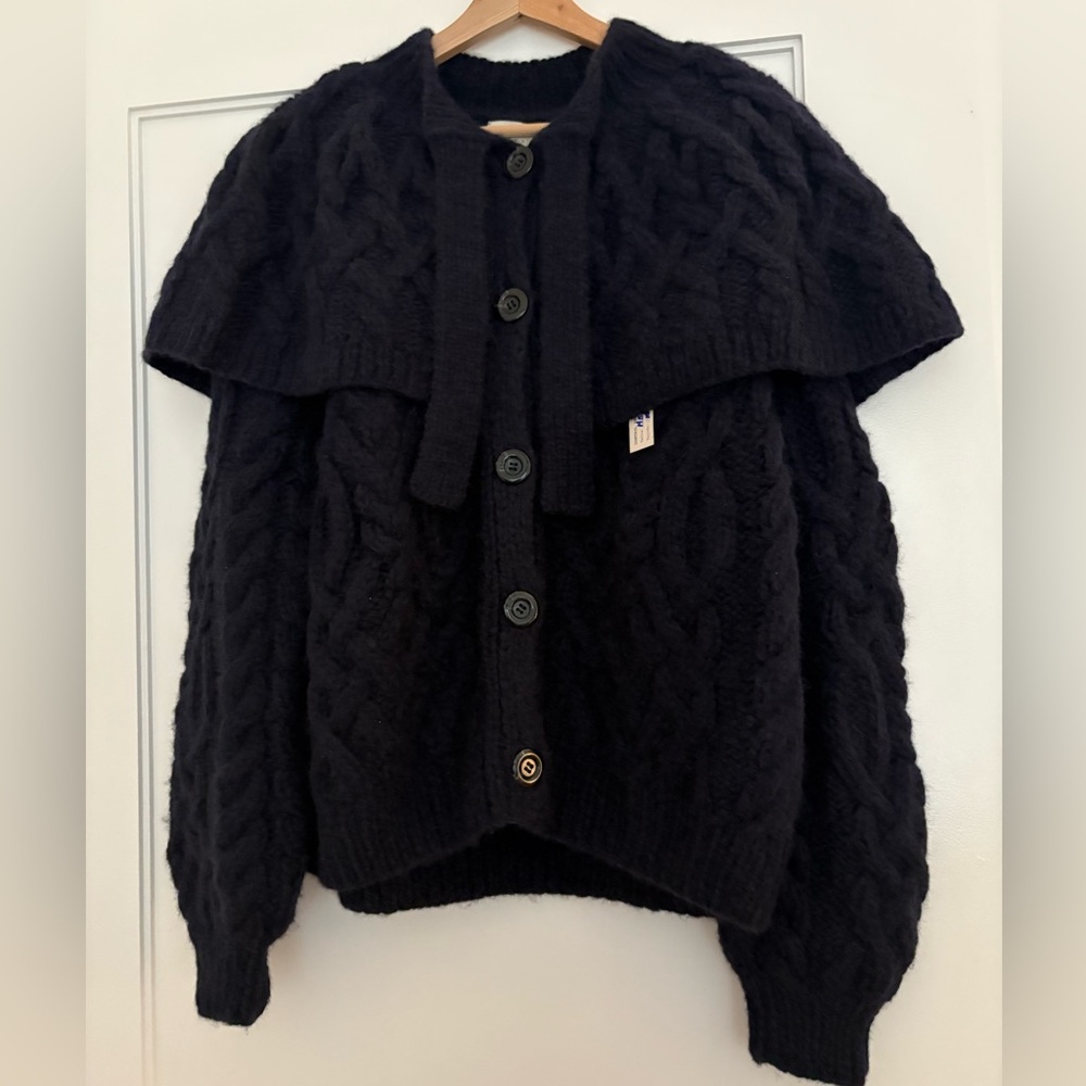 DÔEN Holland Cardigan Navy Blue Size Large NWT